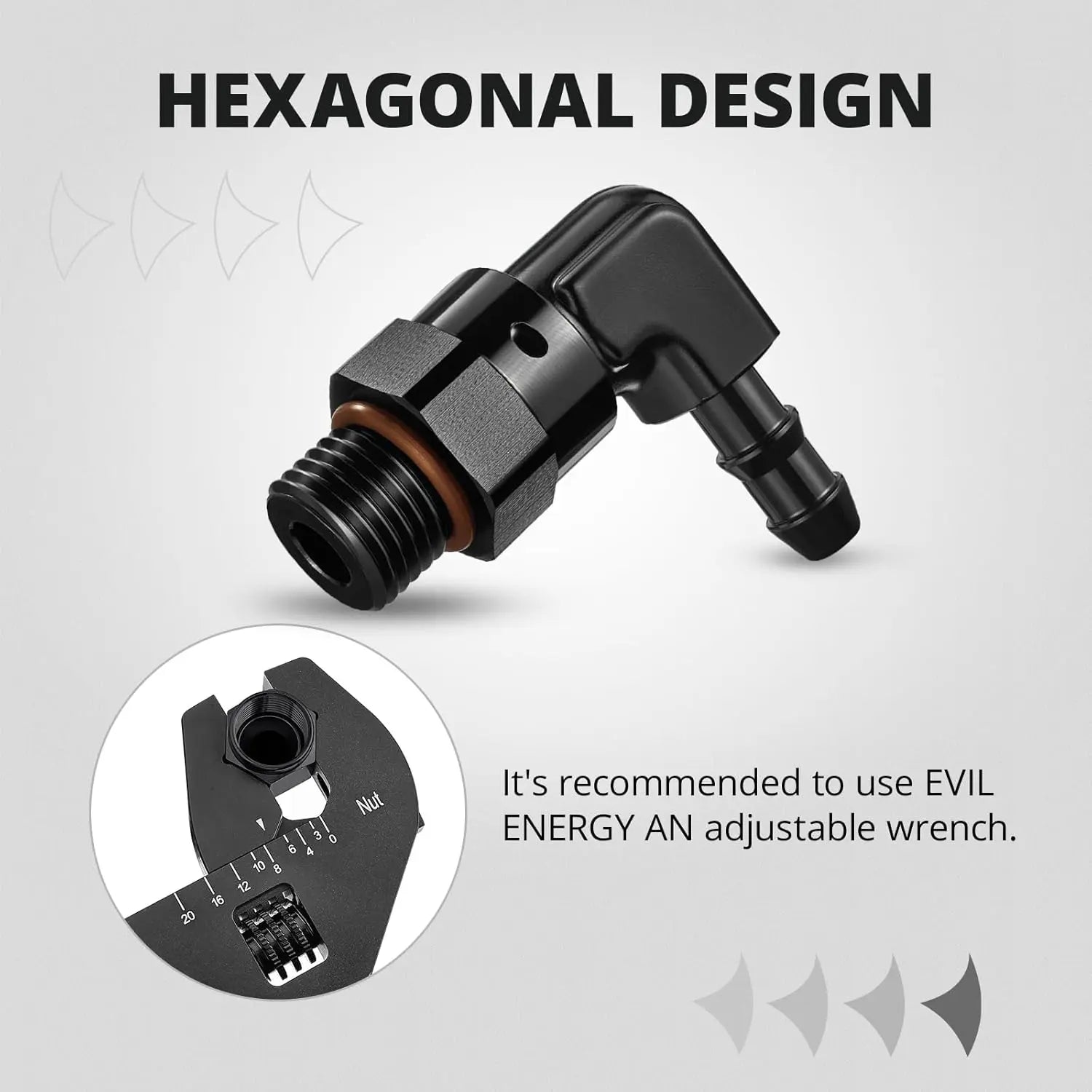 EVIL ENERGY AN ORB Male to Barb 90 Degree Aluminum Fuel Hose Fitting - EVILENERGY