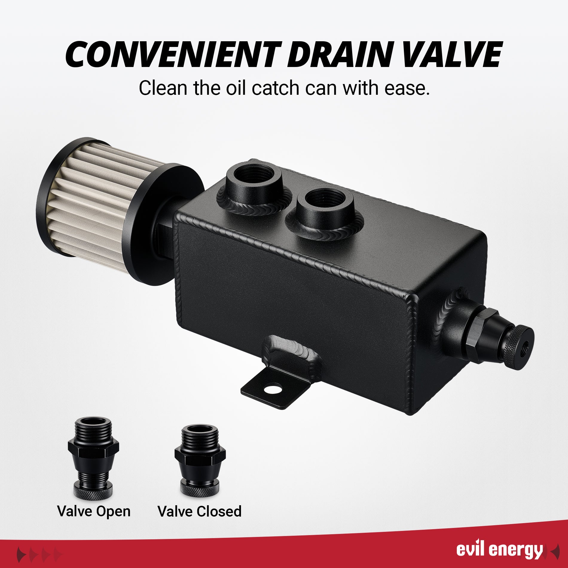 EVIL ENERGY 1/2/3 L 10AN Oil Catch Can | Breather Filter | Drain Valve Kit with 10AN CPE Fuel Line & Fitting - EVILENERGY