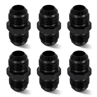 EVILENERGY EVIL ENERGY 8/10AN Male to 8/10AN Male Flare Coupler Union Straight Fuel Hose Adapter Fitting Aluminum Connector Black 6PCS