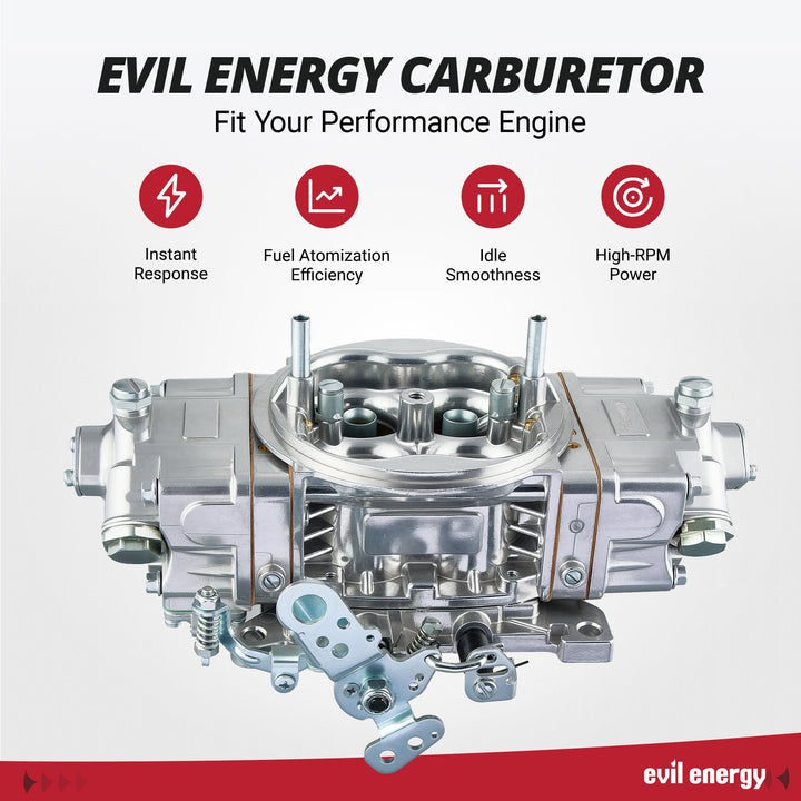 EVIL ENERGY 850 CFM 4-Barrel Carburetor, instant response, high - RPM power for performance engines