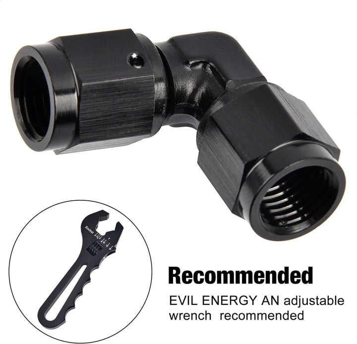 EVIL ENERGY AN Female to AN Female 90 Degree Low Profile Swivel Coupler Union Fitting Adapter Aluminum - EVILENERGY