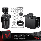 EVIL ENERGY EVIL ENERGY Bundle: 300ml Baffled Oil Catch Can (5FT Hose, Black, with/without Breather Filter) & 1L/2L Coolant Overflow Tank (Black, Aluminum)