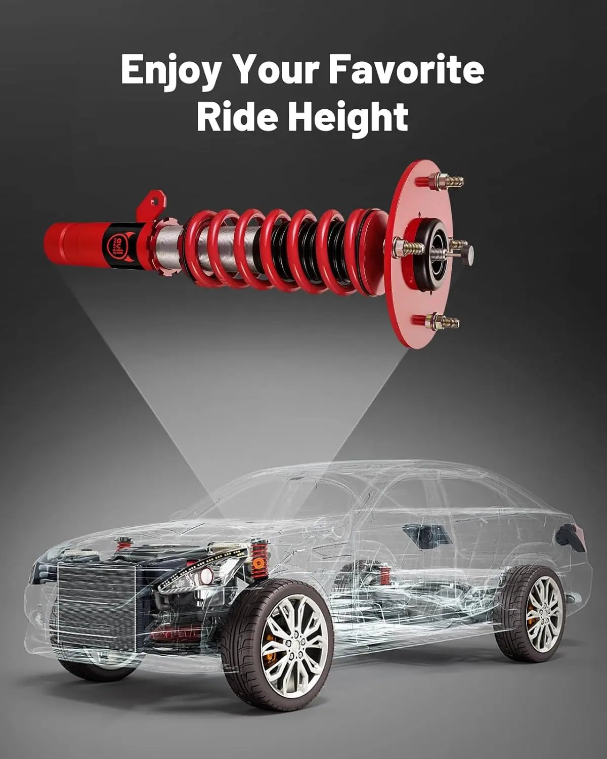 EVILENERGY EVIL ENERGY Coilovers Compatible for BMW 3-Series RWD (F30) 2012-2018, Height Adjustable Coilovers Lowering Kit with 32-Level Damper Adjustment, Coilovers Suspension Kit, Red