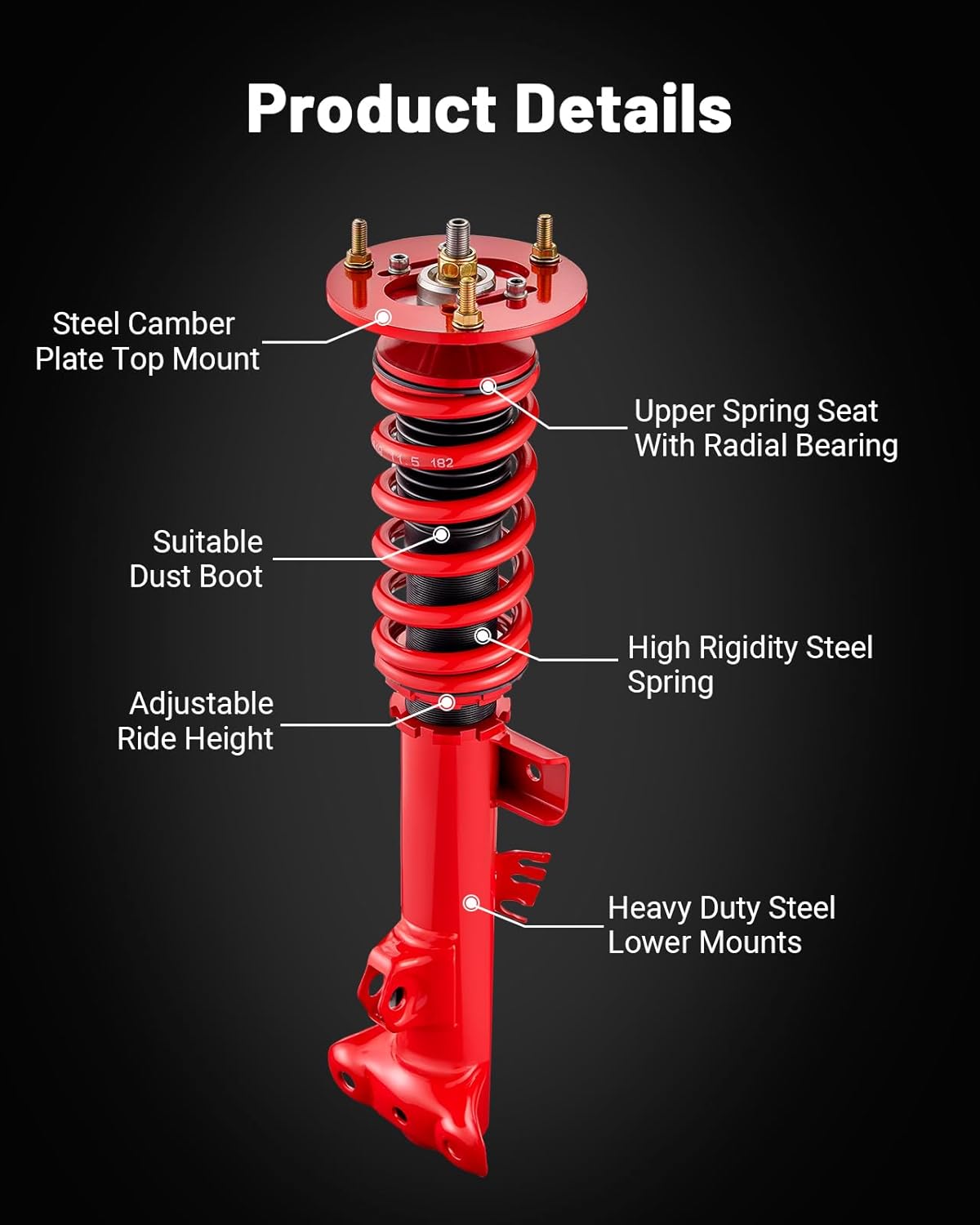 EVIL ENERGY Coilovers Compatible for BMW 3 Series (E36) 316i 318i 318is 320i 323i 325i 325is 328i 318tds 325td 325tds 1990-1999, BMW Z3 1996-2002, Height Adjustable Lowering Kit, Red - EVILENERGY
