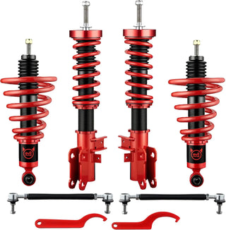 EVILENERGY EVIL ENERGY Coilovers Compatible for Chevrolet Camaro 2010-2015, Height Adjustable Lowering Kit, Twin-Tube Coilover Suspension Kit for Comfortable Ride, Red
