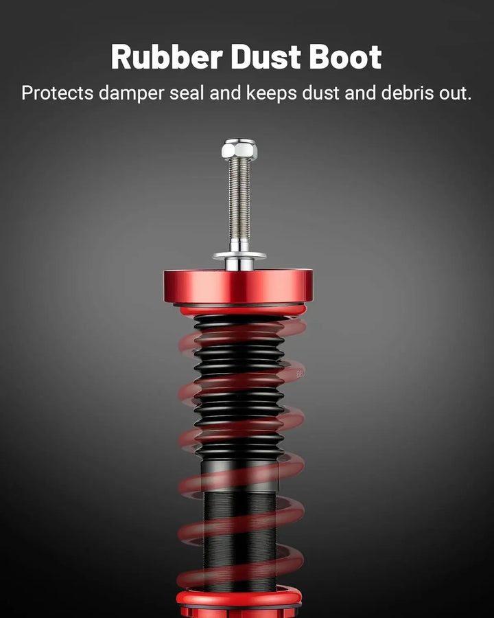 EVILENERGY EVIL ENERGY Coilovers Compatible for Chevrolet Camaro 2010-2015, Height Adjustable Lowering Kit, Twin-Tube Coilover Suspension Kit for Comfortable Ride, Red