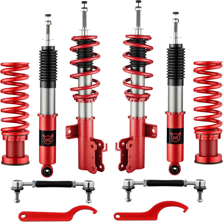 EVIL ENERGY Coilovers Compatible for Chevrolet Malibu 2013-2015, for Chevrolet Malibu Limited 2016, Height Adjustable Coilovers Lowering Kit with 32-Level Damper Adjustment, Red - EVILENERGY