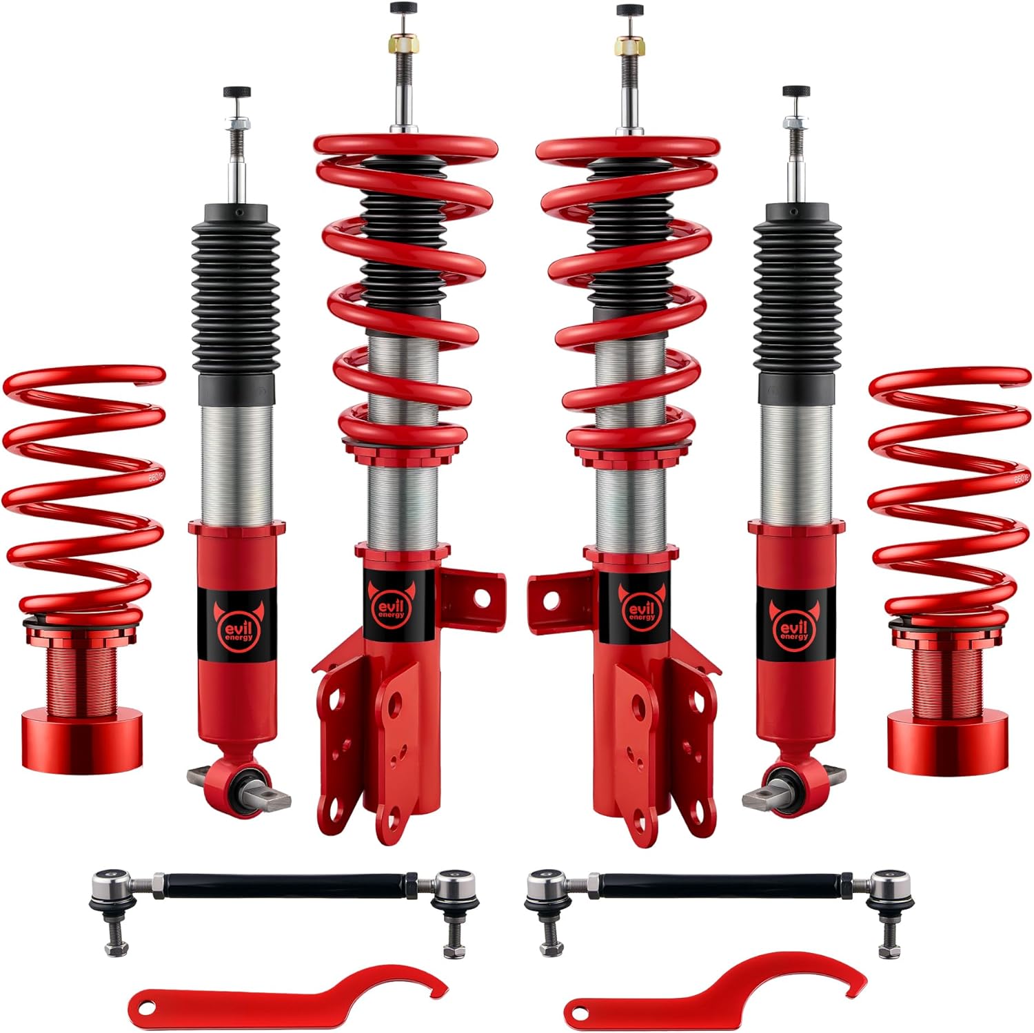 EVIL ENERGY Coilovers Compatible for Ford Fusion 2013-2020, Height Adjustable Coilovers Lowering Kit with 32-Level Damper Adjustment, Coilovers Suspension Kit, Red - EVILENERGY