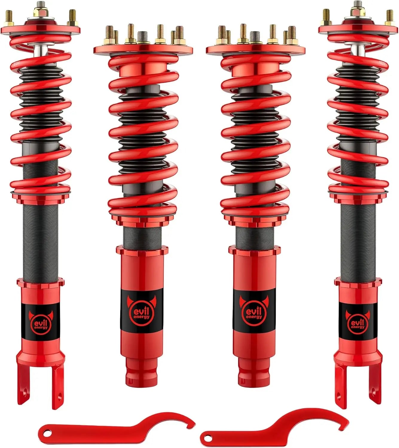 EVILENERGY EVIL ENERGY Coilovers Compatible for Honda Acoord VIII Sedan/Coupe 2008-2012, for Acura TSX 2009-2014, Height Adjustable Lowering Kit, Twin-Tube Coilover Suspension Kit for Comfortable Ride, Red