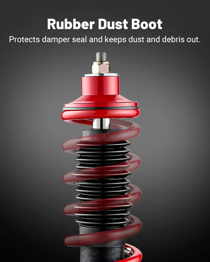 EVIL ENERGY Coilovers Compatible for Honda Fit 2007-2008, Height Adjustable Lowering Kit, Twin-Tube Coilover Suspension Kit for Comfortable Ride, Red - EVILENERGY