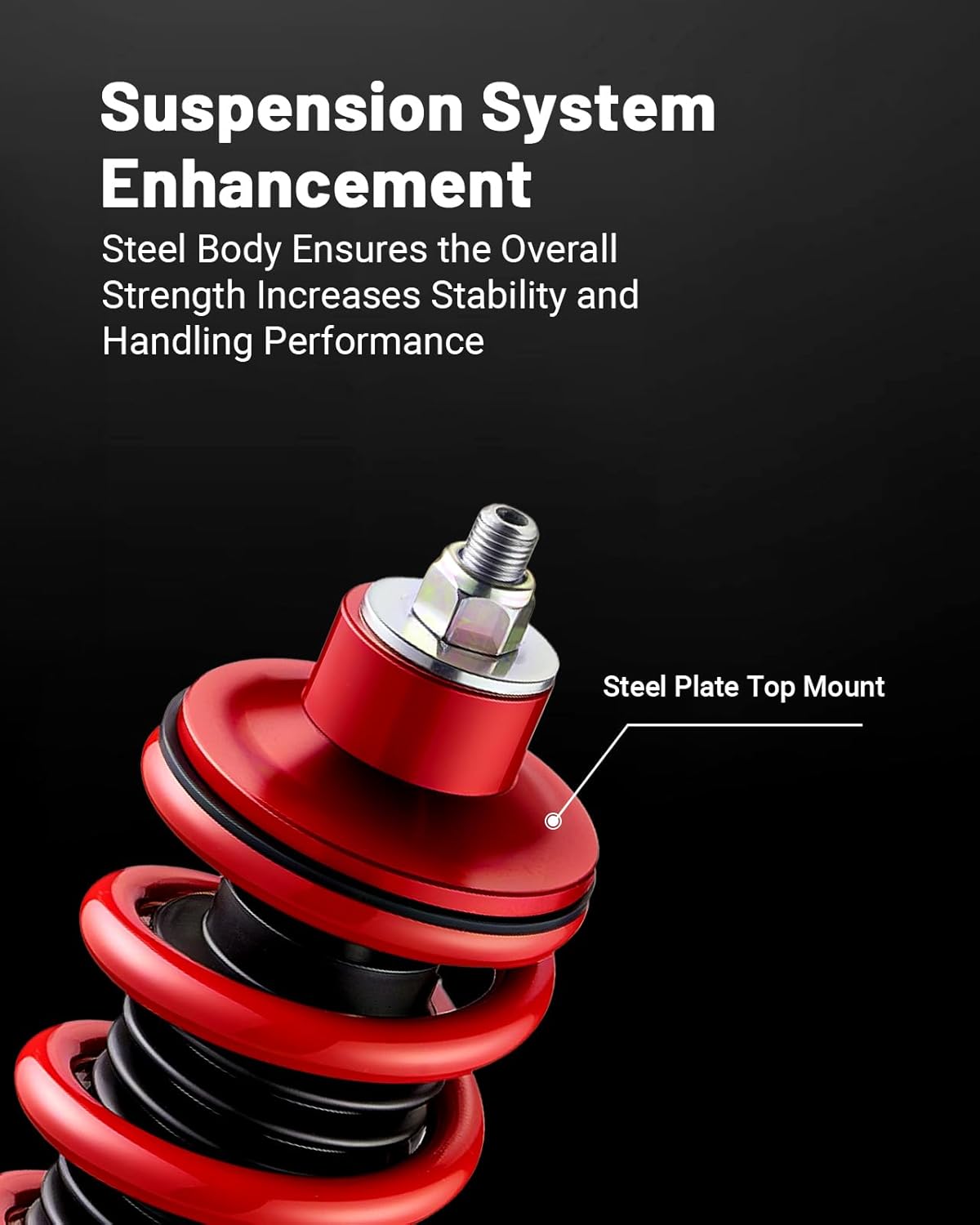 EVIL ENERGY Coilovers Compatible for Honda Fit 2007-2008, Height Adjustable Lowering Kit, Twin-Tube Coilover Suspension Kit for Comfortable Ride, Red - EVILENERGY