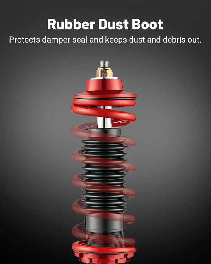 EVILENERGY EVIL ENERGY Coilovers Compatible for Honda Fit 2009-2014, Height Adjustable Lowering Kit, Twin-Tube Coilover Suspension Kit for Comfortable Ride, Red