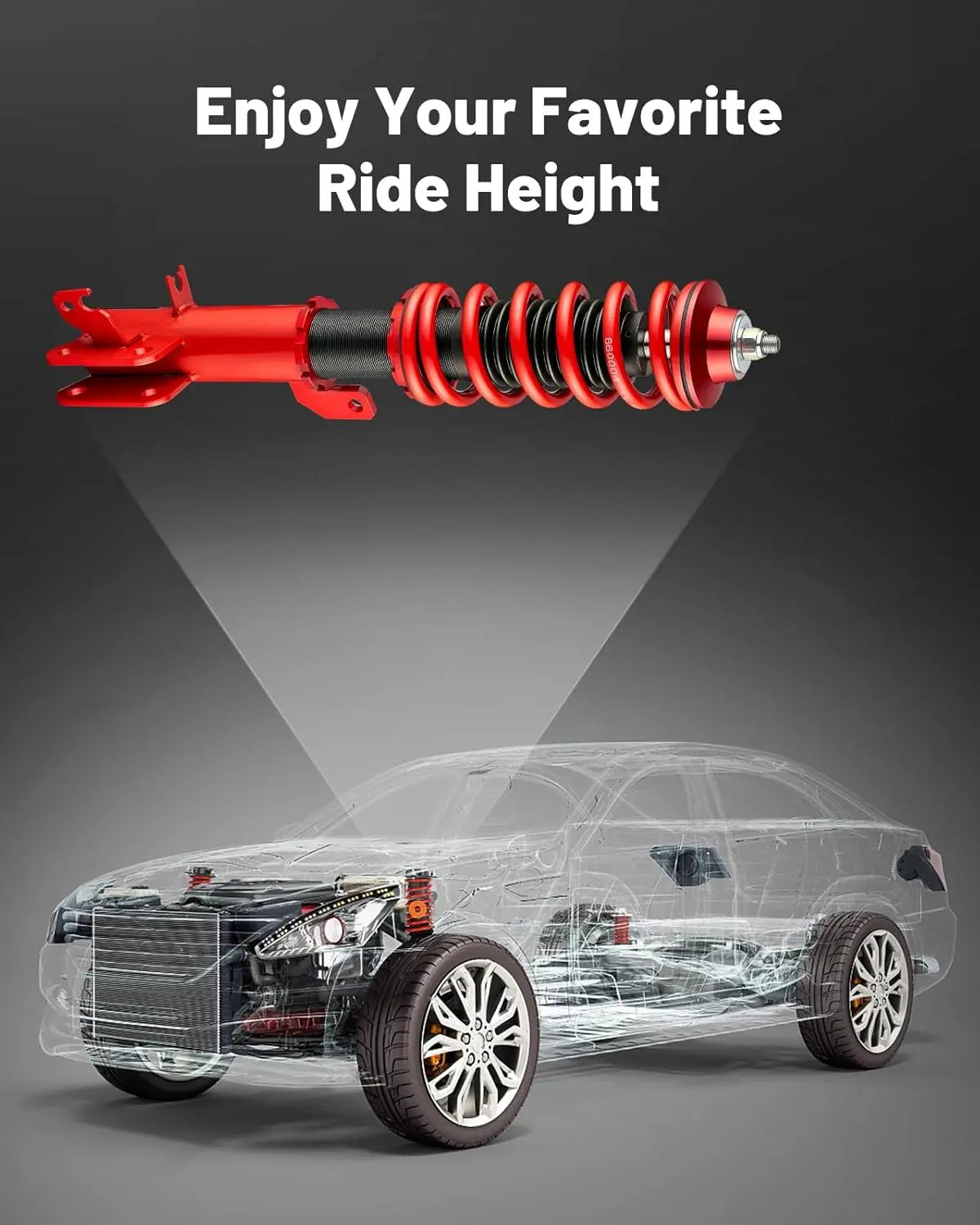 EVILENERGY EVIL ENERGY Coilovers Compatible for Honda Fit 2009-2014, Height Adjustable Lowering Kit, Twin-Tube Coilover Suspension Kit for Comfortable Ride, Red