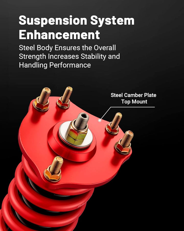 EVIL ENERGY Honda Prelude 1992-2001 Coilovers, Height-Adjustable Twin-Tube Suspension Kit for Comfortable Ride, Red, Best Performance & Quality - EVILENERGY