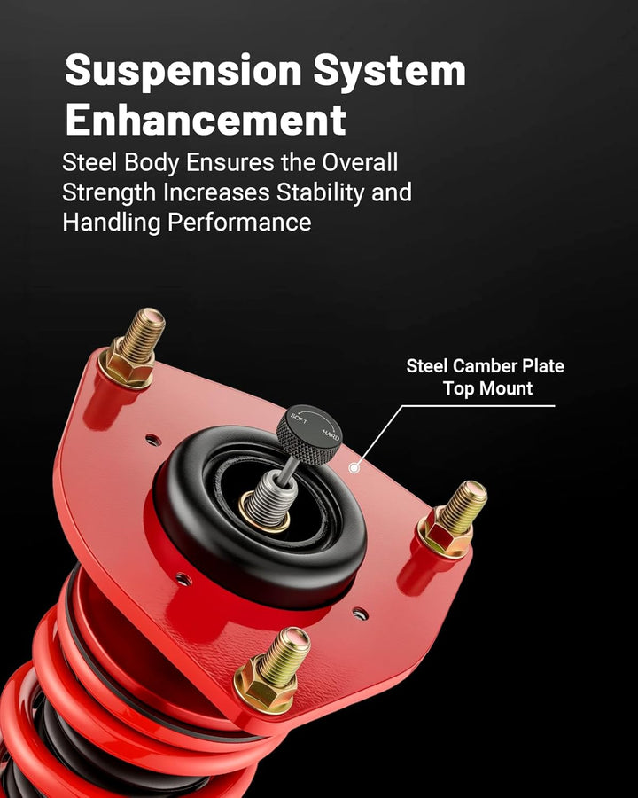 EVIL ENERGY Coilovers for Hyundai Elantra Sedan (AD) 2017-2020, Height Adjustable Coilovers Kit with 32-Level Damper Adjustment, Red - EVILENERGY