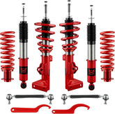 EVILENERGY EVIL ENERGY Coilovers Compatible for Mercedes Benz C-Class W203 RWD 2001-2007, Height Adjustable Coilovers Lowering Kit with 32-Level Damper Adjustment, Coilovers Suspension Kit, Red