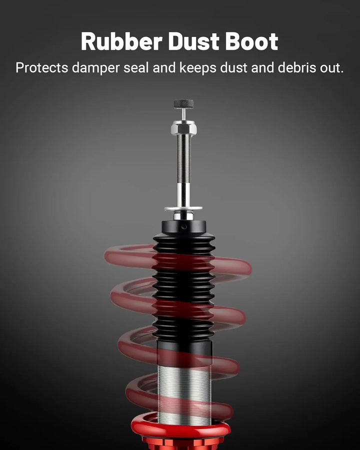 EVILENERGY EVIL ENERGY Coilovers Compatible for Mercedes Benz C-Class W203 RWD 2001-2007, Height Adjustable Coilovers Lowering Kit with 32-Level Damper Adjustment, Coilovers Suspension Kit, Red
