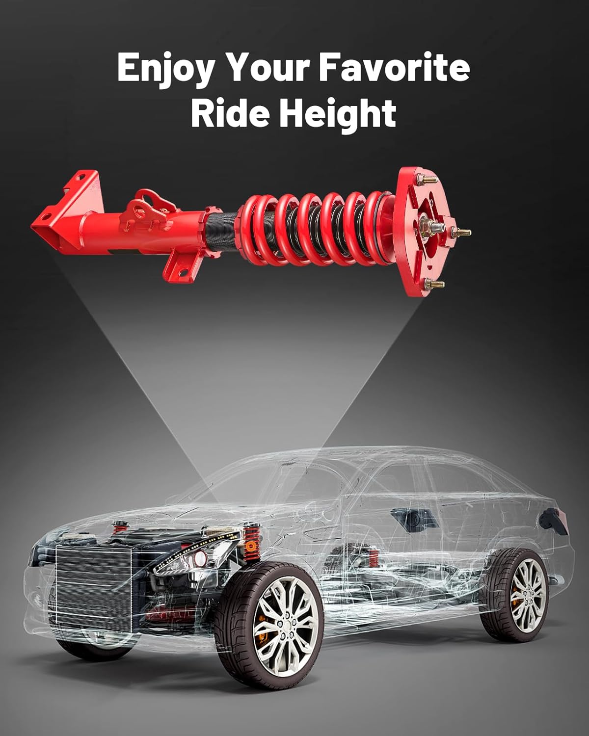 EVIL ENERGY Coilovers Compatible for Mercedes Benz W204 C-Class 2008-2014 RWD C180, C200, C220, C250, C300, Height Adjustable Lowering Kit, Twin-Tube Coilover Suspension Kit for Comfortable Ride, Red - EVILENERGY