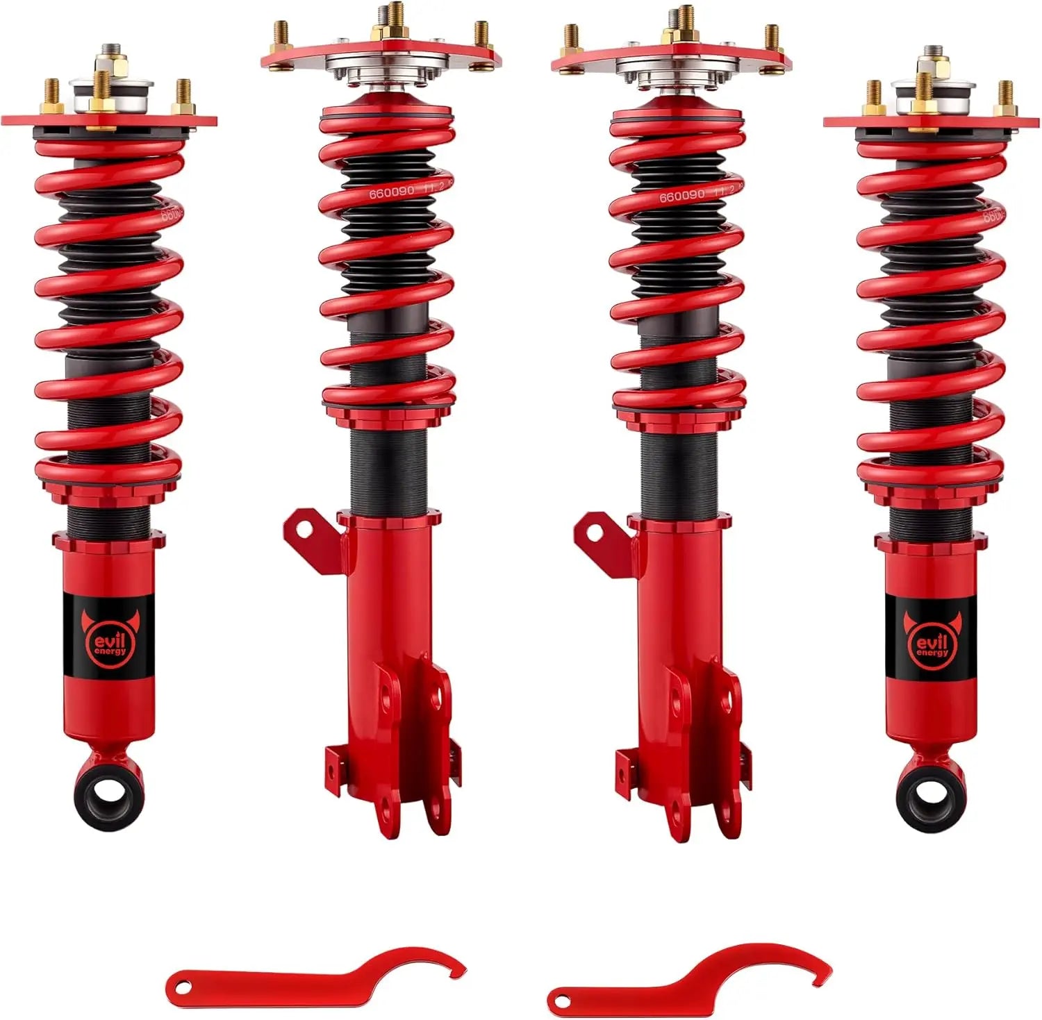 EVILENERGY EVIL ENERGY Coilovers Compatible for Mitsubishi Eclipse IV 2006-2012, for Mitsubishi Galant 2004-2012, Height Adjustable Lowering Kit, Twin-Tube Coilover Suspension Kit for Comfortable Ride, Red