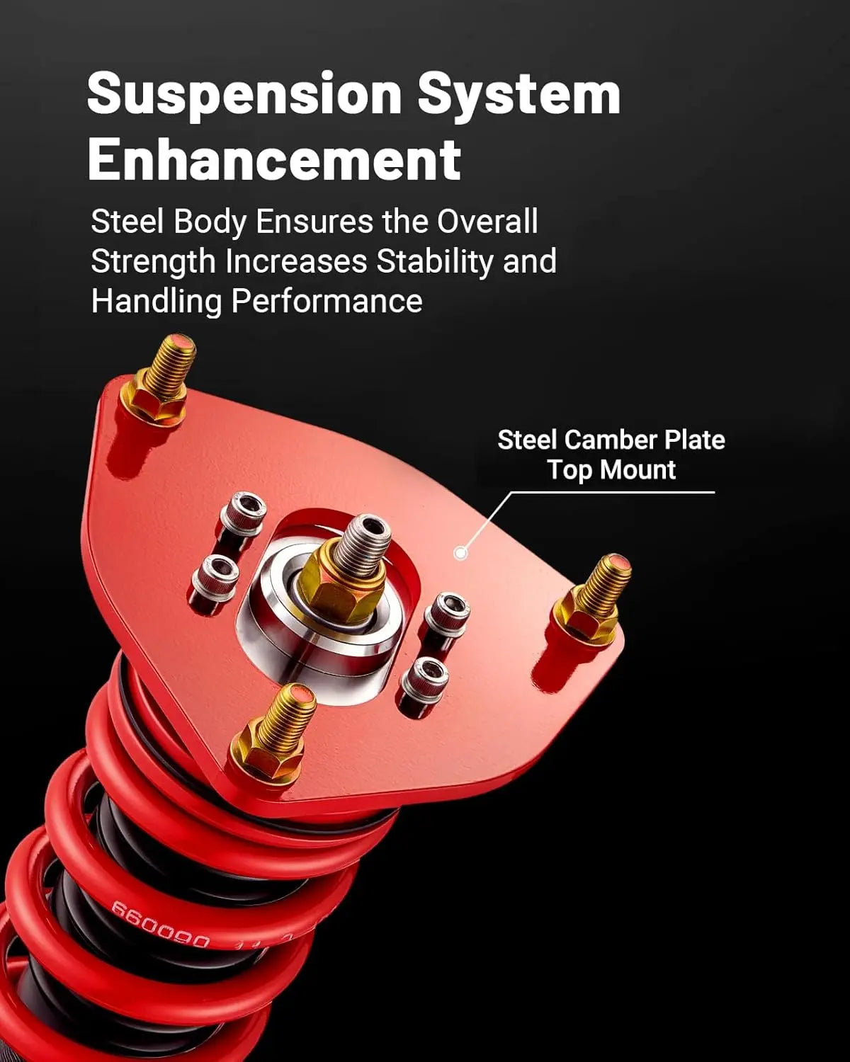 EVILENERGY EVIL ENERGY Coilovers Compatible for Mitsubishi Eclipse IV 2006-2012, for Mitsubishi Galant 2004-2012, Height Adjustable Lowering Kit, Twin-Tube Coilover Suspension Kit for Comfortable Ride, Red