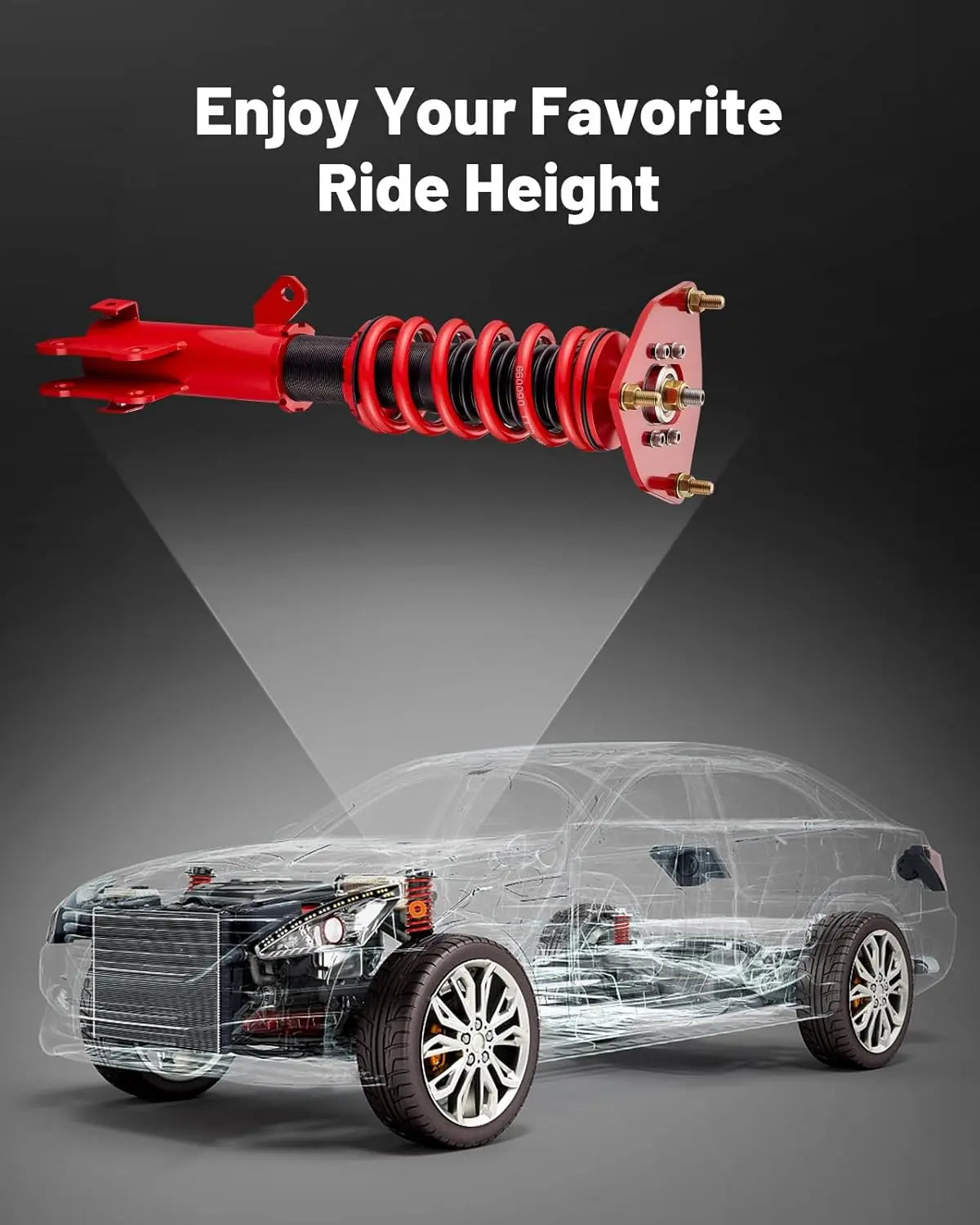 EVILENERGY EVIL ENERGY Coilovers Compatible for Mitsubishi Eclipse IV 2006-2012, for Mitsubishi Galant 2004-2012, Height Adjustable Lowering Kit, Twin-Tube Coilover Suspension Kit for Comfortable Ride, Red