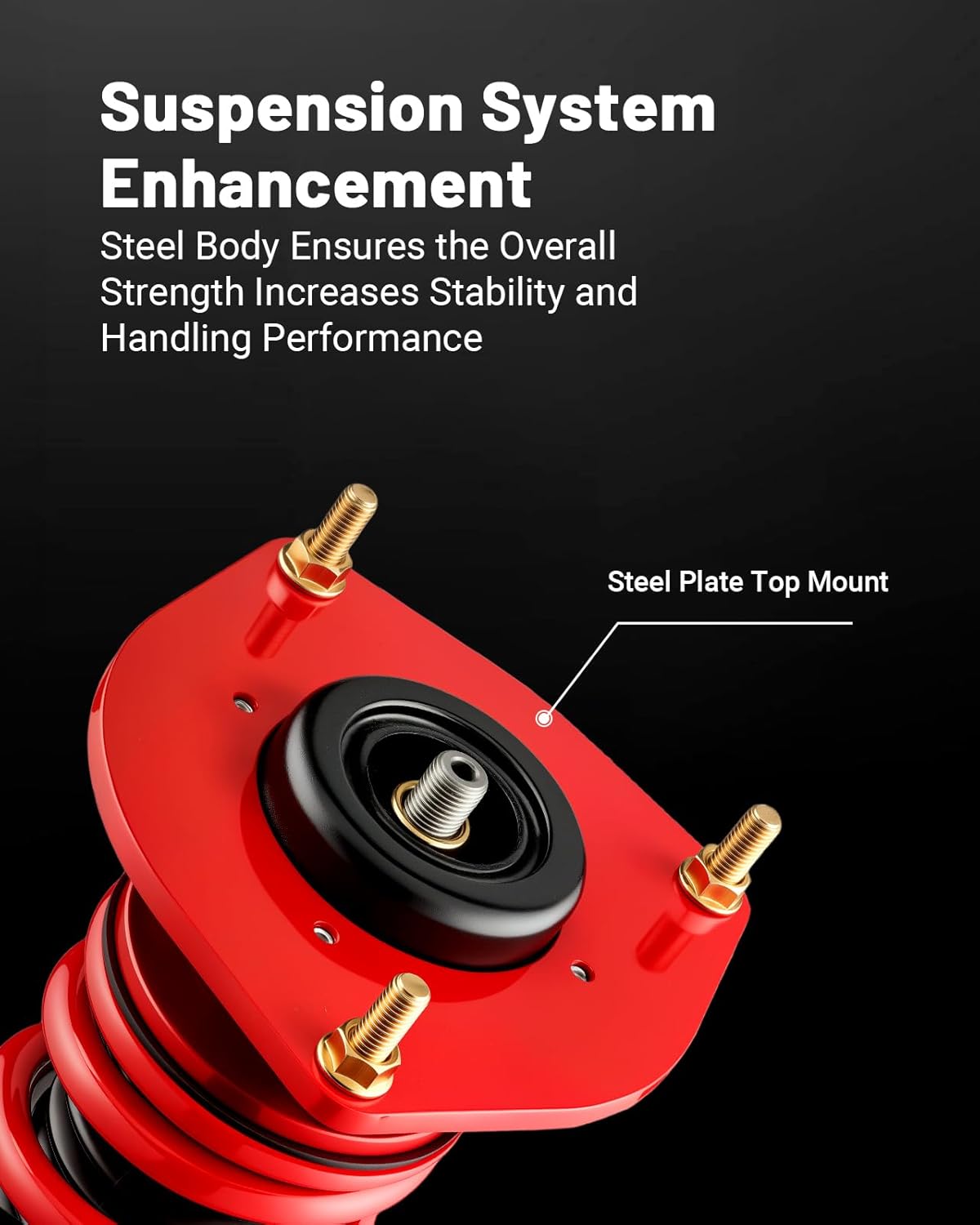 EVIL ENERGY Coilovers Compatible for Nissan Sentra B17 2013-2019, Height Adjustable Lowering Kit, Twin-Tube Coilover Suspension Kit for Comfortable Ride, Red - EVILENERGY