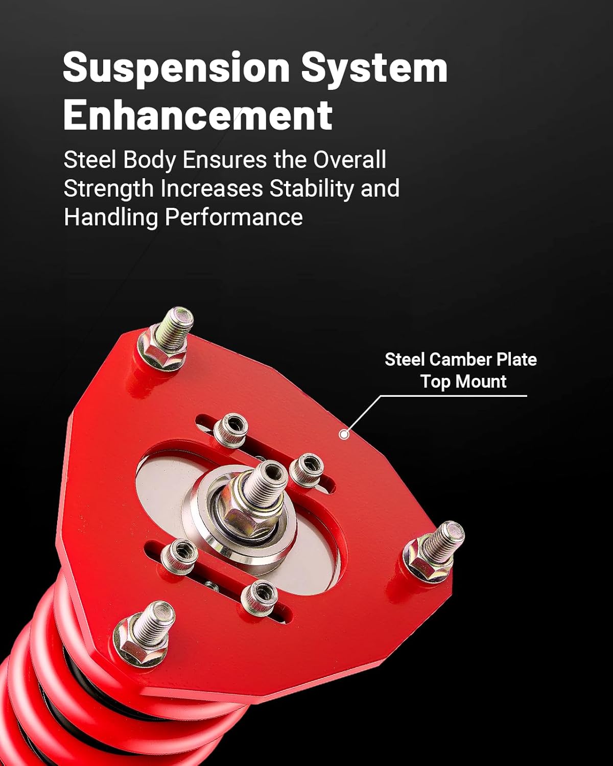 EVIL ENERGY Coilovers Compatible for Scion TC 2011-2016 AGT20, for Toyota Zelas 2011-2016, Height Adjustable Lowering Kit, Twin-Tube Coilover Suspension Kit for Comfortable Ride, Red - EVILENERGY