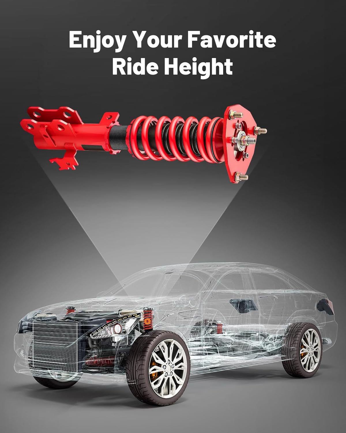 EVIL ENERGY Coilovers Compatible for Scion TC 2011-2016 AGT20, for Toyota Zelas 2011-2016, Height Adjustable Lowering Kit, Twin-Tube Coilover Suspension Kit for Comfortable Ride, Red - EVILENERGY