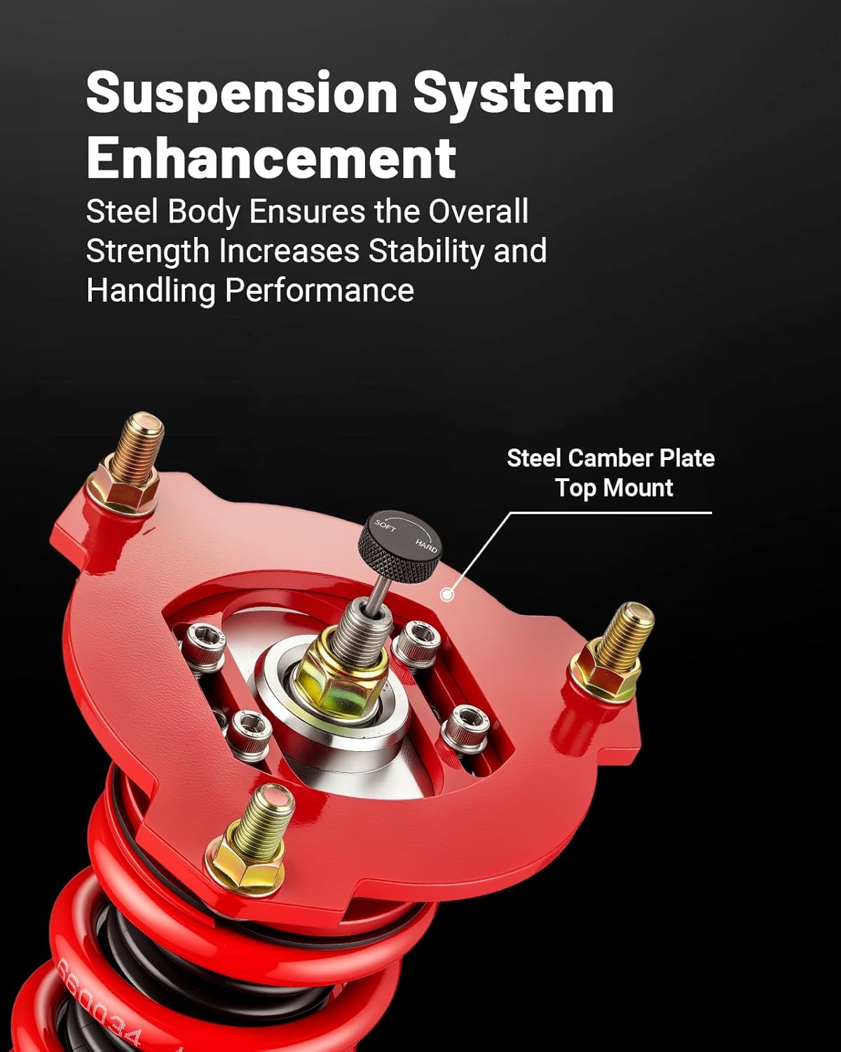 EVIL ENERGY Coilovers Compatible for Hyundai Tiburon (HM/HN) 2003-2008, Height Adjustable Coilovers Lowering Kit with 32-Level Damper Adjustment, Red - EVILENERGY