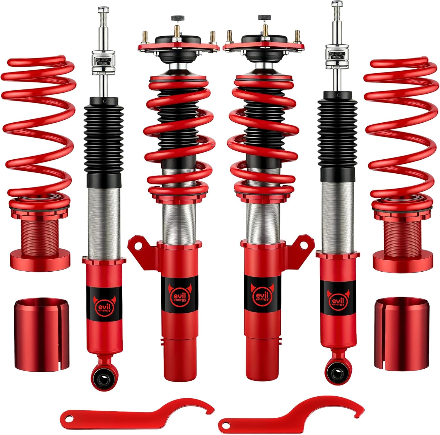 EVIL ENERGY Coilovers Compatible for Volkswagen GTI (MK7) 2015-2019, Height Adjustable Coilovers Lowering Kit with 32-Level Damper Adjustment, Red - EVILENERGY