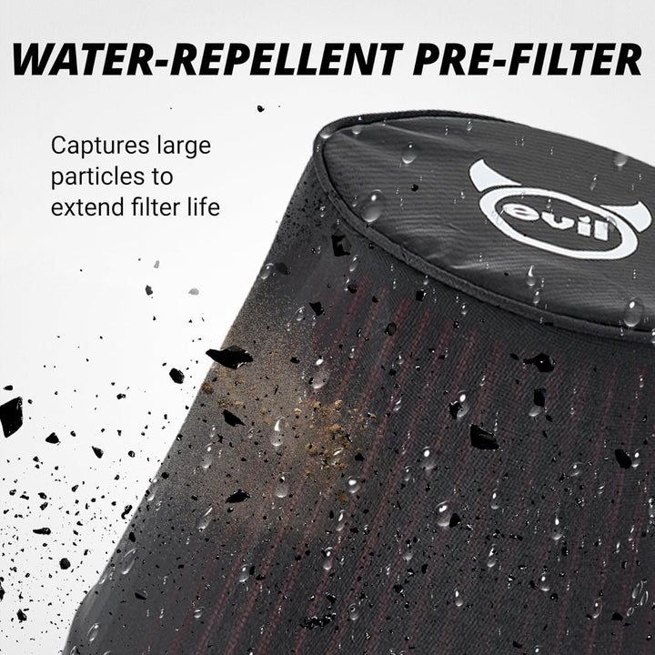 EVIL ENERGY Cold Air Intake Pre-Filter – Water-Repellent, Extends Filter Life, Captures Large Particles