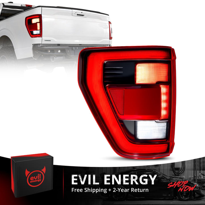 EVIL ENERGY Fit For 2021-2023 Ford F150 LED Tail Light Assembly w/Blind Spot, Left Driver Side/Right Passenger Side Taillight Rear Brake Lamp (Module NOT Included) - EVILENERGY