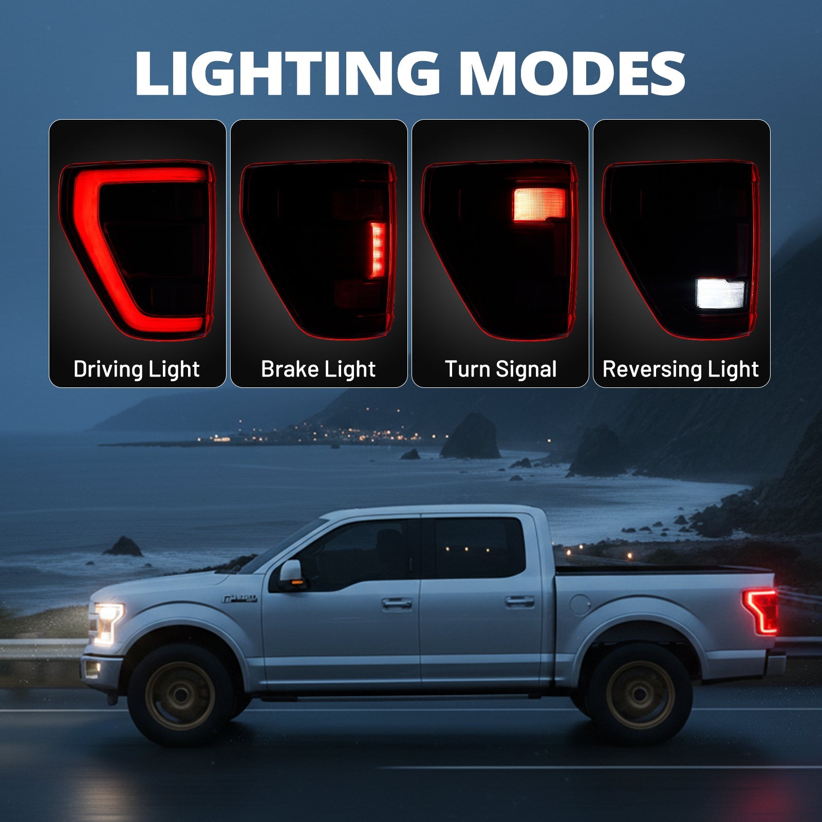 EVIL ENERGY Fit For 2021-2023 Ford F150 LED Tail Light Assembly w/Blind Spot, Left Driver Side/Right Passenger Side Taillight Rear Brake Lamp (Module NOT Included) - EVILENERGY