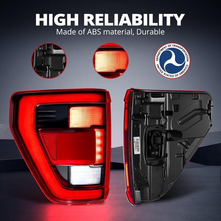 EVIL ENERGY Fit For 2021-2023 Ford F150 LED Tail Light Assembly w/Blind Spot, Left Driver Side/Right Passenger Side Taillight Rear Brake Lamp (Module NOT Included) - EVILENERGY