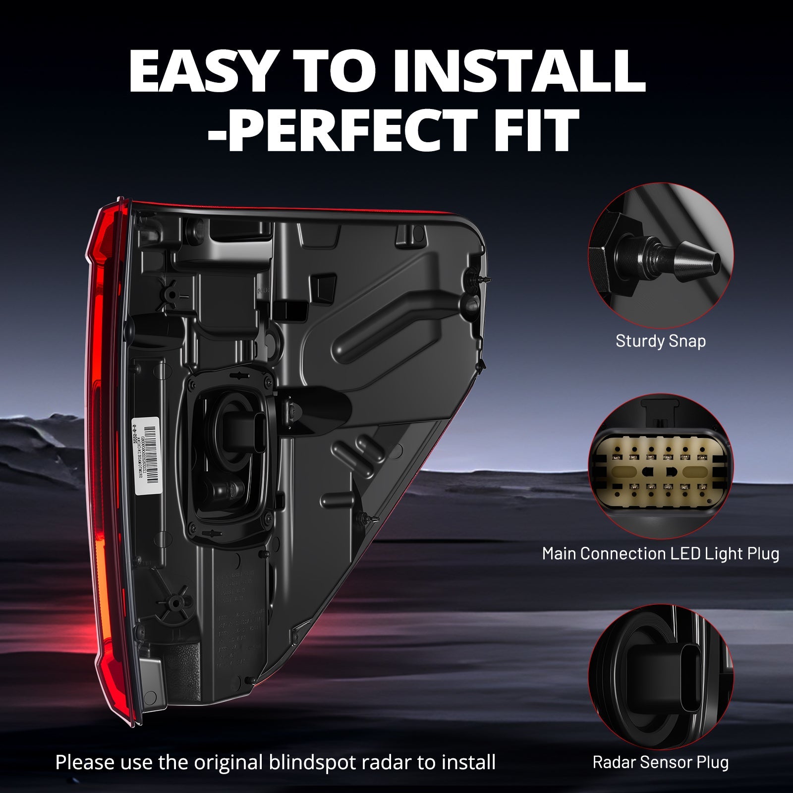 EVIL ENERGY Fit For 2021-2023 Ford F150 LED Tail Light Assembly w/Blind Spot, Left Driver Side/Right Passenger Side Taillight Rear Brake Lamp (Module NOT Included) - EVILENERGY