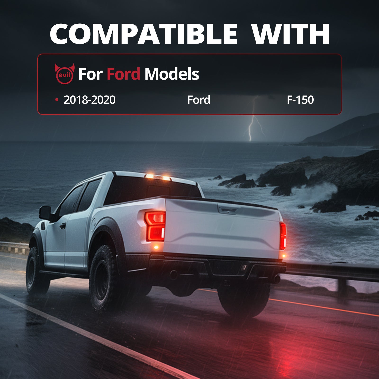 EVIL ENERGY Fit For Ford F150 2018-2020 LED Tail Light with Blind Spot Left Driver/Right Passenger Side Taillight Rear Brake Lamp Signal Assembly (Module NOT Included) - EVILENERGY