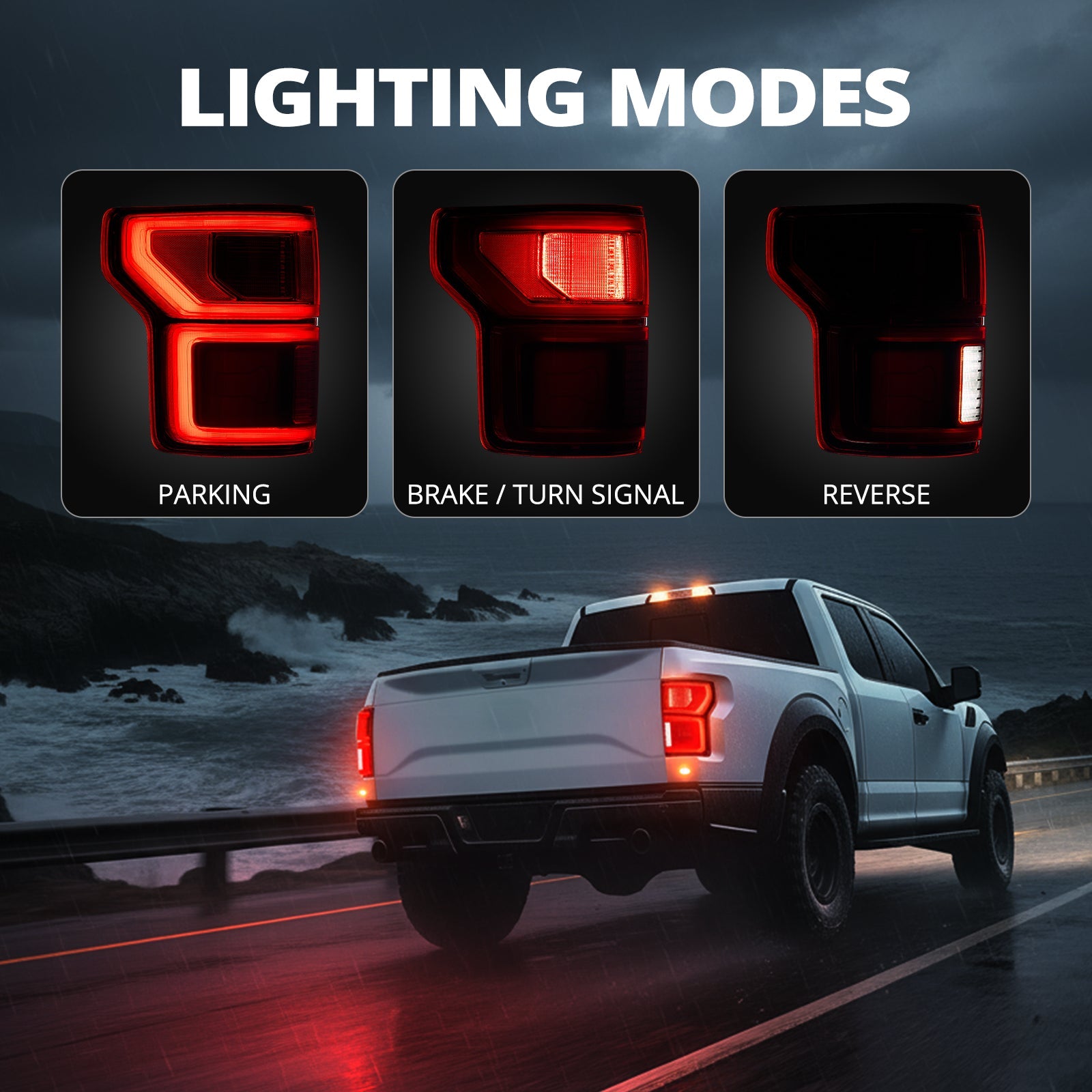 EVIL ENERGY Fit For Ford F150 2018-2020 LED Tail Light with Blind Spot Left Driver/Right Passenger Side Taillight Rear Brake Lamp Signal Assembly (Module NOT Included) - EVILENERGY