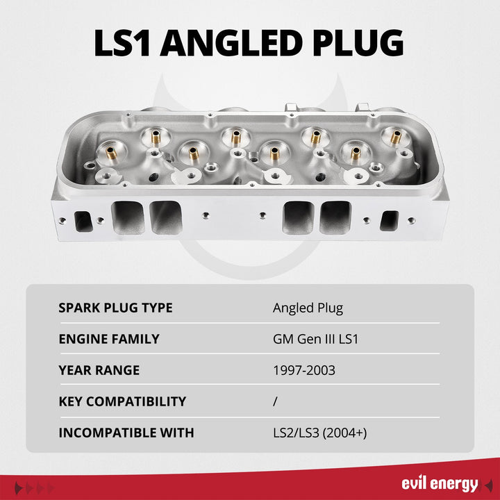 EVIL ENERGY Cylinder Head for LS1 Engines - Angled Plug, GM Gen III LS1, 1997 - 2003