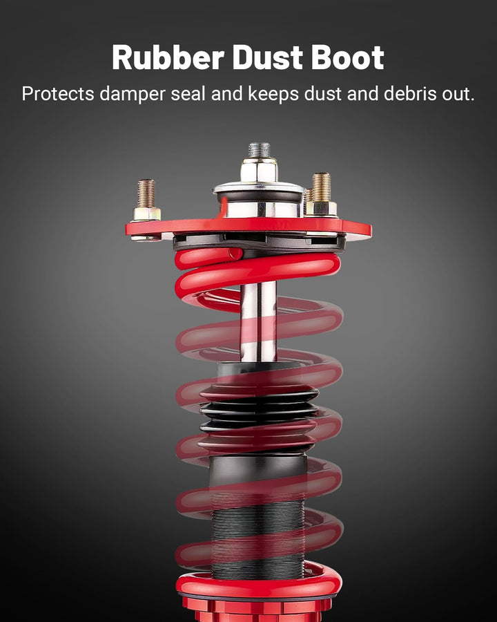 EVIL ENERGY Mazda RX-8 2004-2011 Coilovers: Height-Adjustable Twin-Tube Suspension Kit, Red - Performance Lowering Kit for Enhanced Ride - EVILENERGY