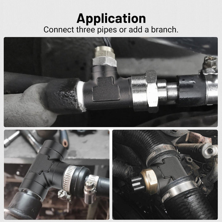 EVIL ENERGY NPT Female Tee Fitting Adapter T Union Aluminum Black - EVILENERGY