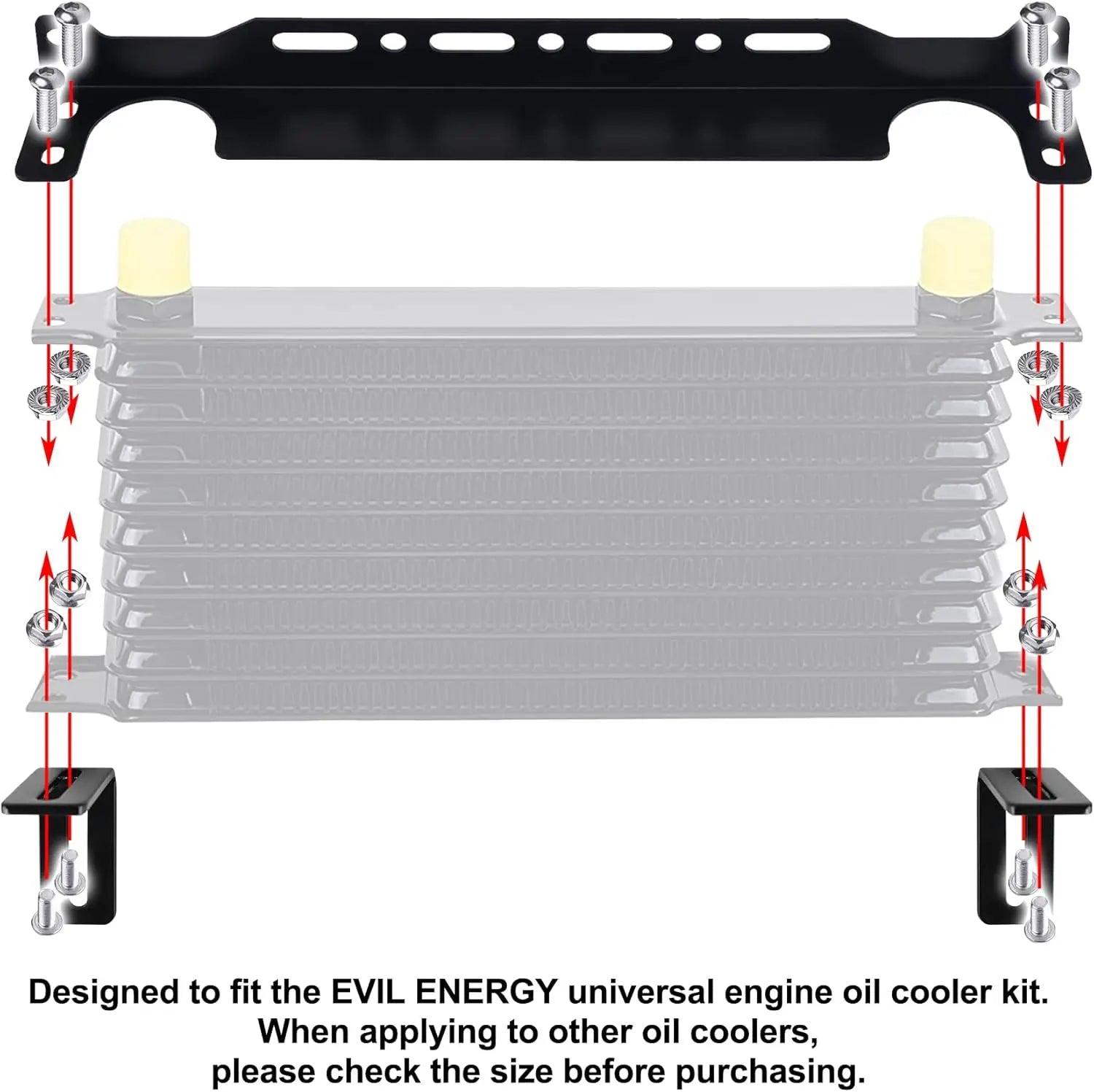EVIL ENERGY EVIL ENERGY Oil Cooler Mounting Bracket Kit Universal Aluminum Alloy Black (13-13.4 inch)