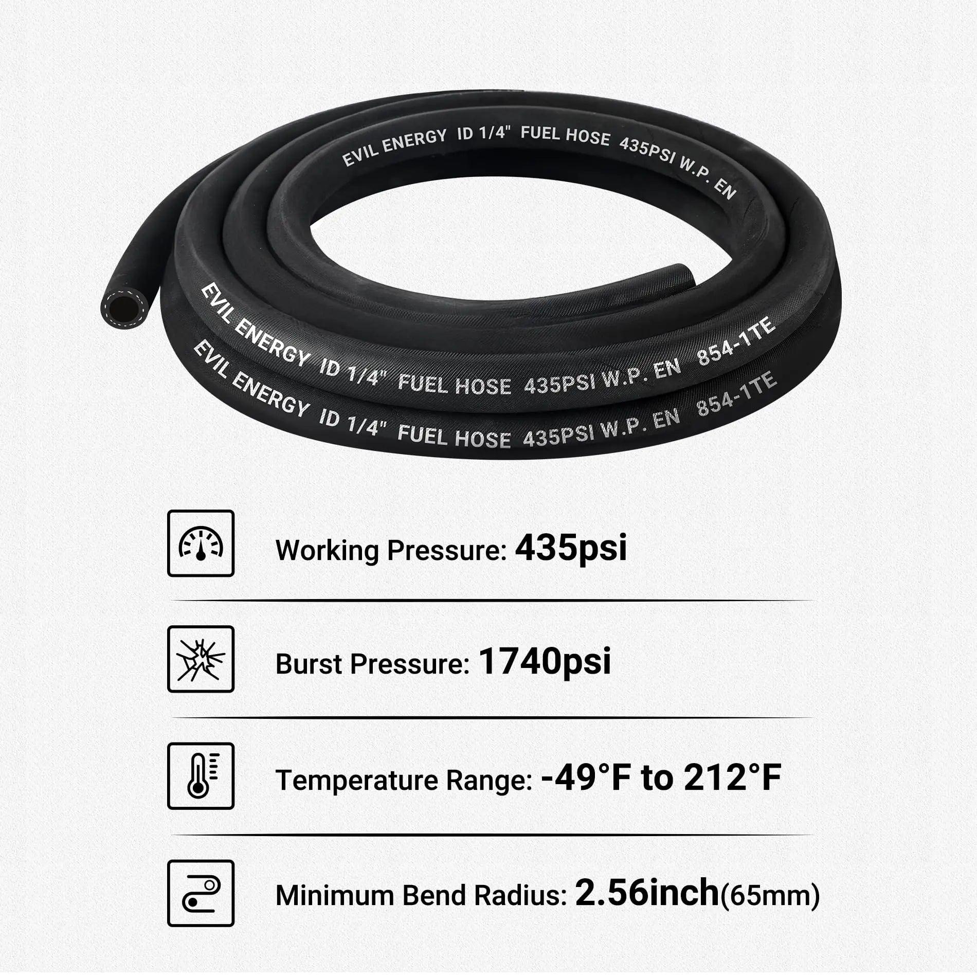 EVIL ENERGY Push Lock Fuel Hose NBR Rubber for Automotive Fuel Systems Engines 435PSI EN854-1TE - EVILENERGY