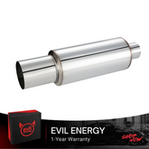 EVIL ENERGY Straight-Cut Exhaust Muffler Tip – Silver 14.6" Length, OEM Style Upgrade - EVILENERGY