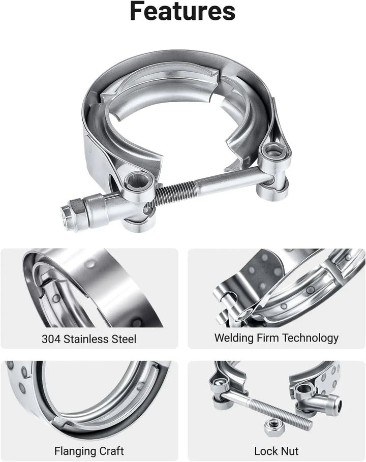 EVILENERGY EVIL ENERGY V Band Clamp for Flange Kit Stainless Steel (1, 1.5")