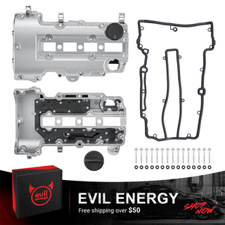 EVIL ENERGY Aluminum Valve Cover Kit with Gasket, Bolts, Washers and Oil Cap Compatible with Chevy Cruze Sonic Trax Volt, Buick Encore, Cadillac ELR 1.4L
