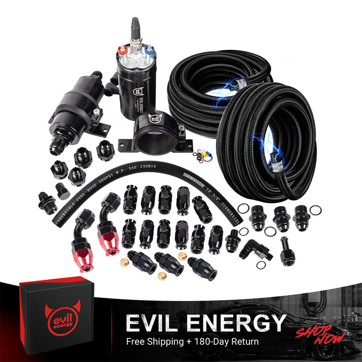 EVIL ENERGY Fuel Pump 300LPH With 10 Micron Filter PTFE Fuel Line Kits Universal EFI Fuel System Kit - EVILENERGY