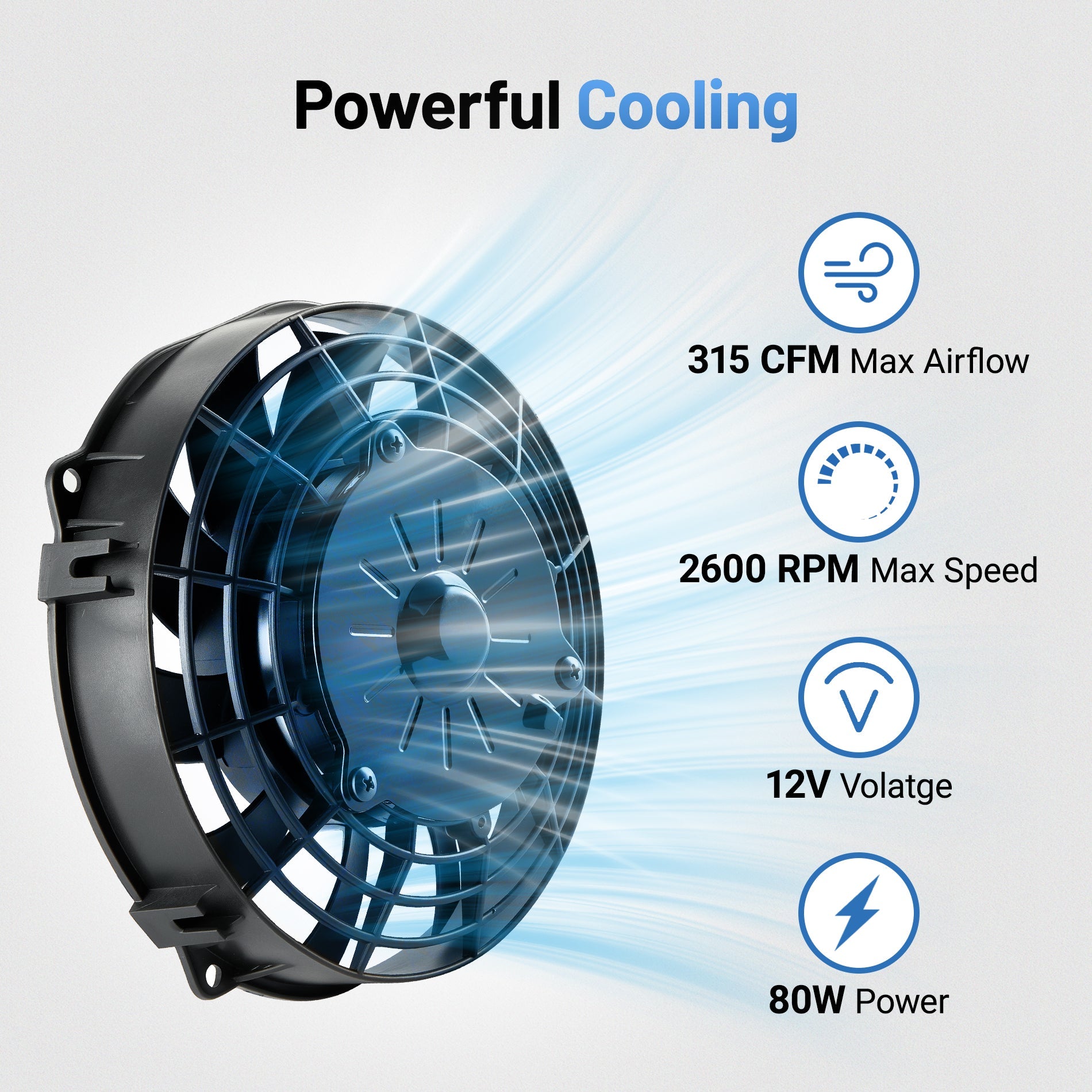Evil Energy 8 Inch Electric Radiator Cooling Fan 12V 80W 10 Blades Mount Kit High-Performance Cooling Upgrade - EVILENERGY