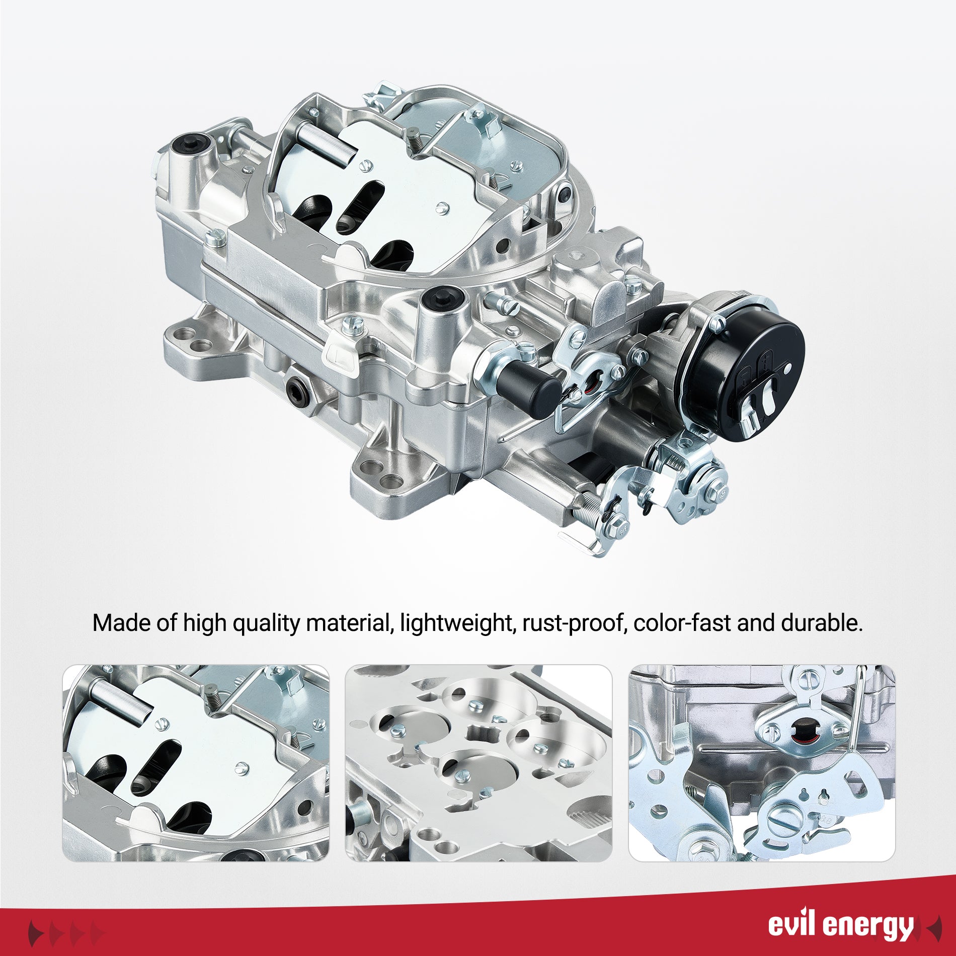EVIL ENERGY 650 CFM 4 - barrel Carburetor quality: lightweight, rust - proof, color - fast material