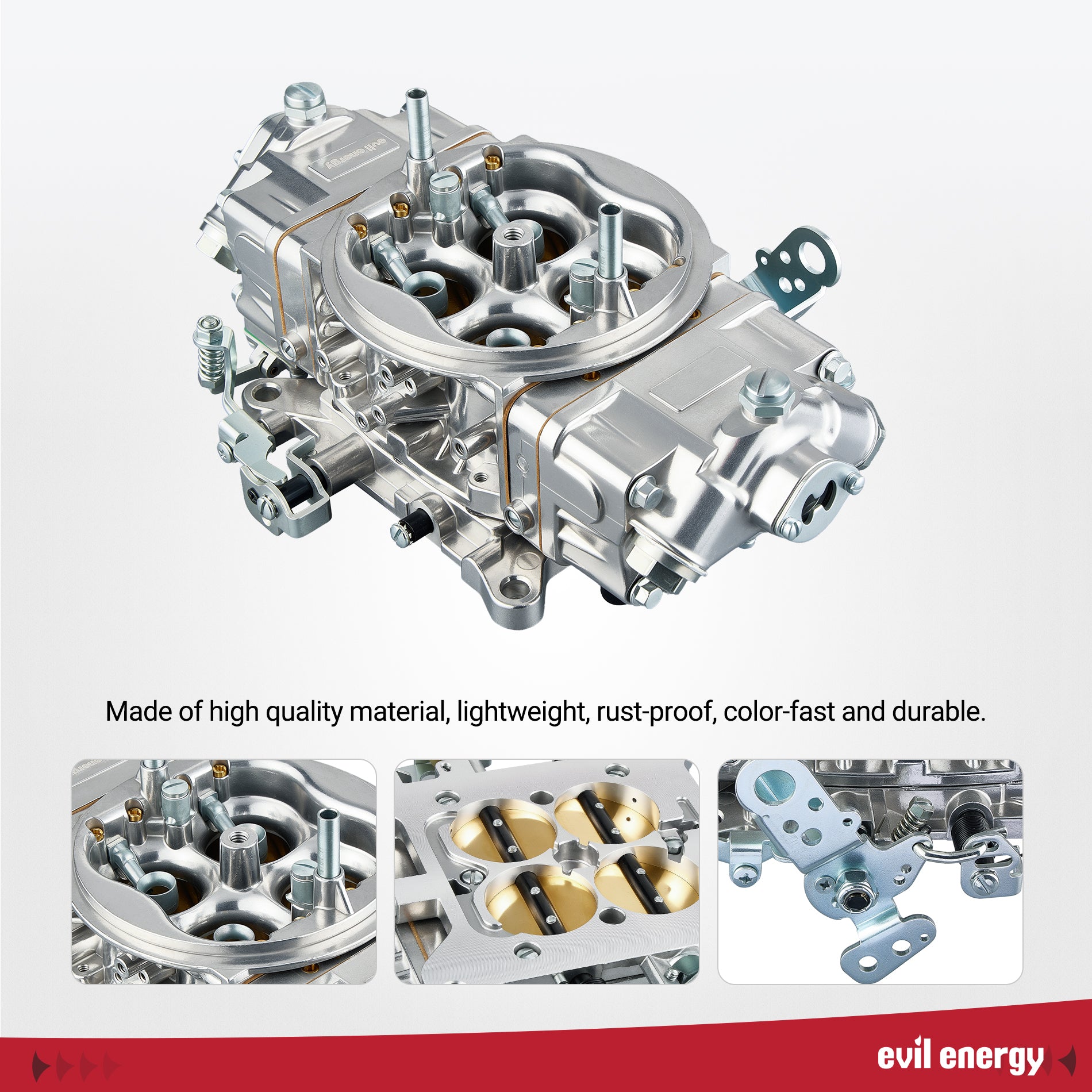 EVIL ENERGY 850 CFM 4-Barrel Carburetor quality build, lightweight, rust - proof, durable design