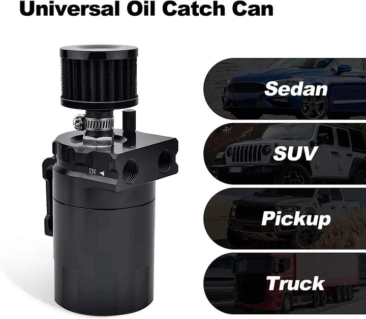 Evilenergy EVIL ENERGY Baffled Oil Catch Can Oil Separator Catch Can with Breather Filter 300ml Universal